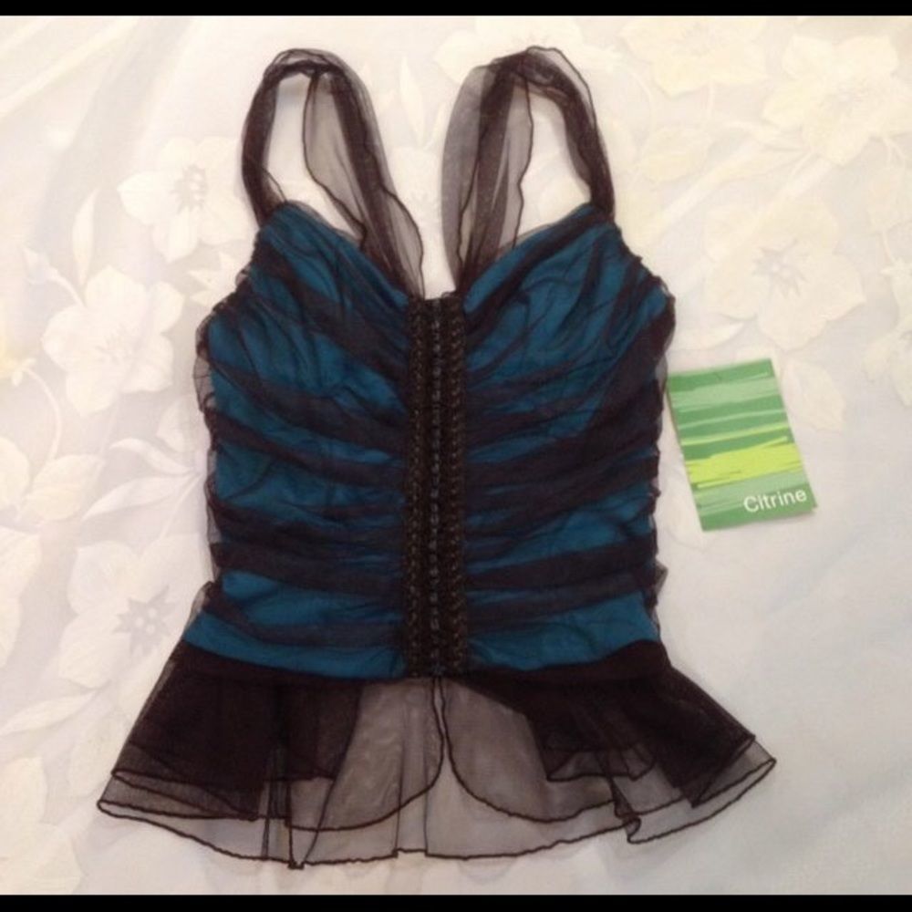 Citrine Brown And Turquoise Corset Top